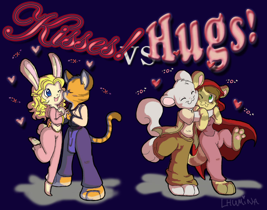 Hugs vs Kisses - Art by Lhumina